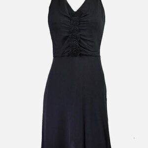 🖤 90s-Style Ann Taylor Black Silk Flounce Dress – Size 6 🖤